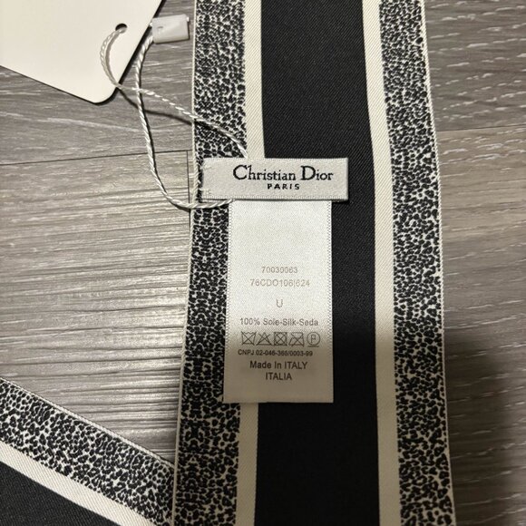 Christian Dior Mitzah Silk Twilly – Black & White Polka Dot Reversible Scarf - Picture 3 of 4
